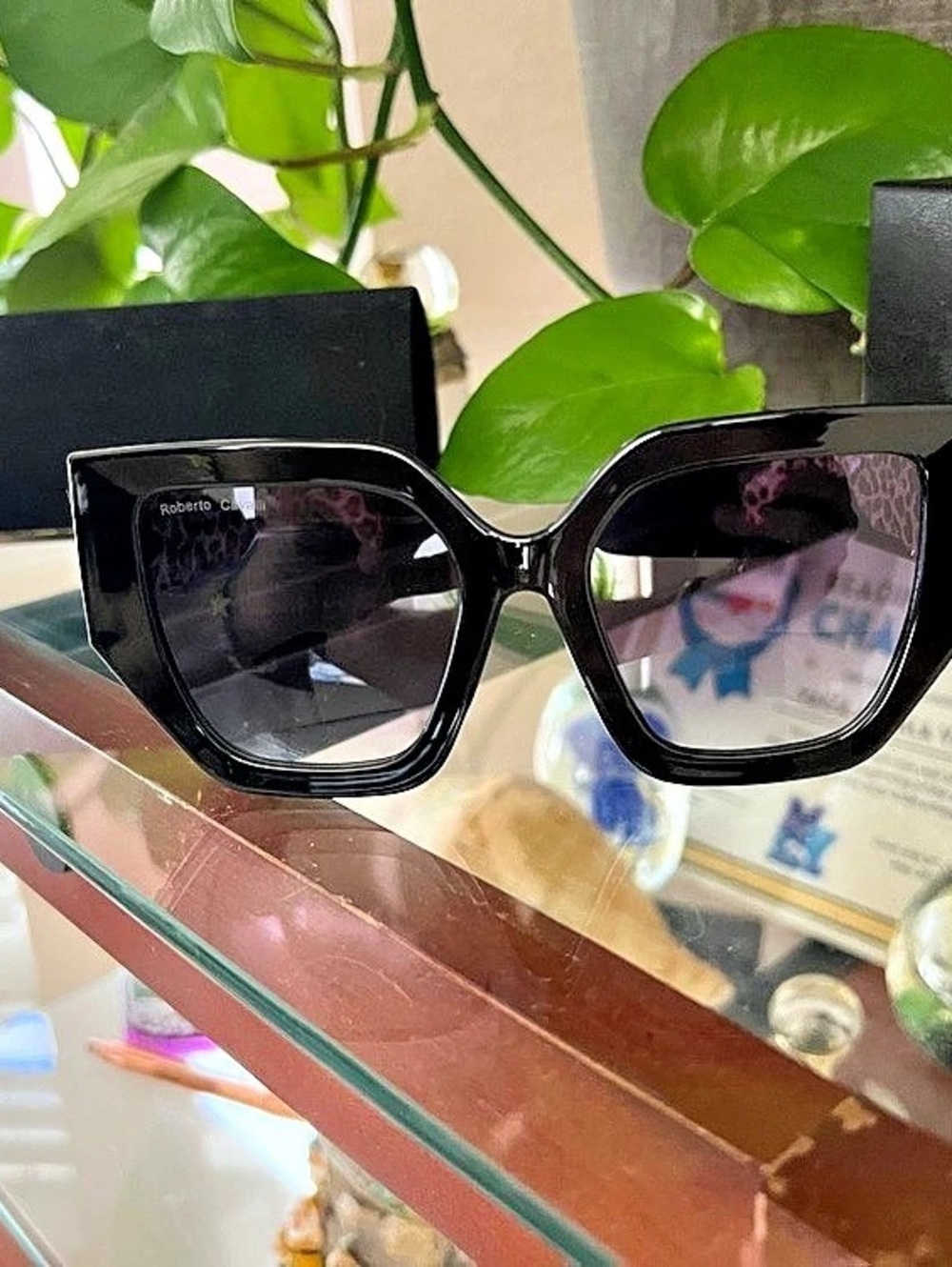 Roberto Cavalli Black & Brown Animal Print Sunglasses